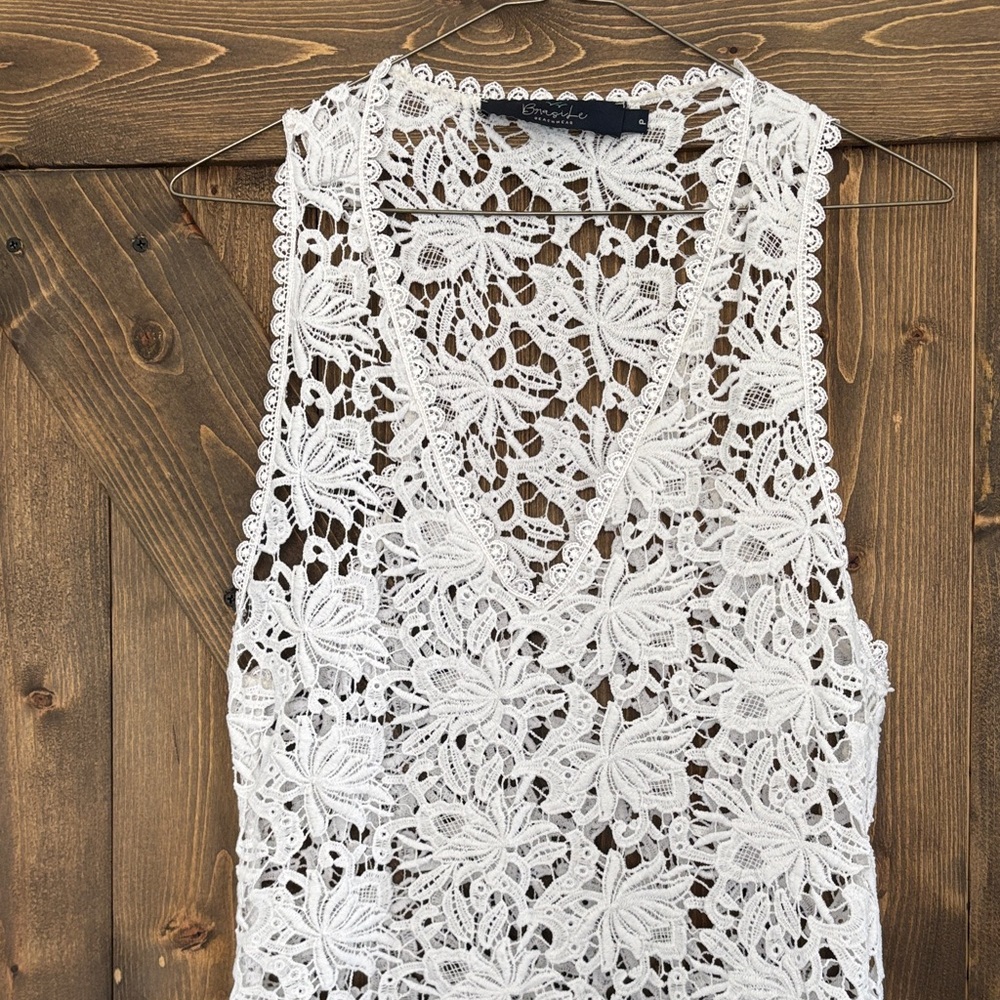 Boasile Beachwear White Lace Maxi Cover Up Dress size P full length